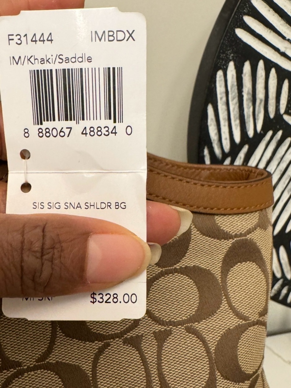 Coach Tan Signature  Canvas Tote with Brown Leather Trim - Picture 13 of 13
